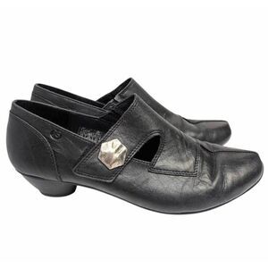 Josef Seibel Black leather pointed toe Tina kitten heel Mary Jane 39 EU 8/8.5 US